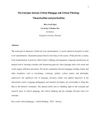 The journal of psychology, vol. Pdf The Interplay Between Critical Pedagogy And Critical Thinking Theoreticalities And Practicalities Mina Asadi Academia Edu