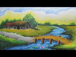 Pastel Tutorial How To Draw A Village Landscape With Oil Pastels Episode 9 Oil Pastel Techniques Oil Pastel Paintings Beautiful Scenery Drawing