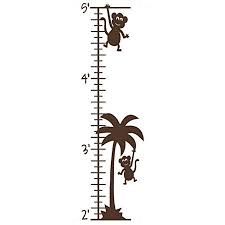 Monkey Palm Tree Growth Chart Vinyl Decals Nursery Room Wall Stickers Art 10 5x39 Inch Chocolate Brown