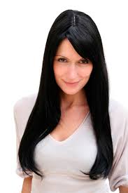 Gothic Girl Raven Black Wicked Lady Wig Sexy Parting Straight Long 3115 Colour 2