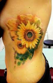 Sunflower Tattoo Sonnenblumen Tattoos Rippen Tattoos Aquarell Blumen Tattoos