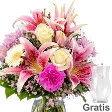 Blumenstrauss Glucksmoment Mit Vase Blumen Online Blumen Blumenstrauss