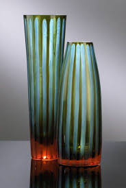 Tall Cyan And Orange Striped Vase Main Image Contemporary Vases Vase Modern Vase