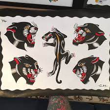 Caleb Harrower Tattoo Traditional Panther Tattoo Panther Tattoo Black Panther Tattoo