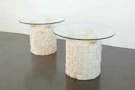 Meridian furniture mason collection modern | contemporary rich gold stainless steel coffee table, stone top with marble veneer, 36 w x 36 d x 14.5 h 4.1 out of 5 stars 4 $783.42 $ 783. 1980s Natural Mactan Stone End Side Tables With Glass Tops At 1stdibs