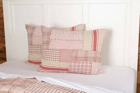 Pottery barn shams patchwork quilted boutis euro pair red tan cotton 26 square. Pin On Bedding