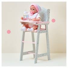 Olivia S Little World Baby Doll Furniture Baby High Chair Gray Polka Dots Baby Doll Furniture Doll High Chair Baby High Chair