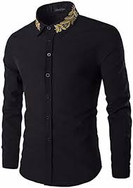 Black And Gold Mens Dress Shirt Jeansian Men S Gold Leaf Embroidery Long Sleeves Shirts 8 Mens Shirt Dress Mens Designer Shirts Men Shirt Style