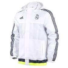 Adidas Real Madrid Training All Weather Men Jacket S88973 White Water Repellent Mens Jackets Real Madrid Training Jackets