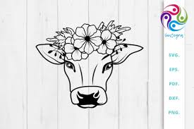 Download Cow With Flower Crown Svg Files Graphic By Sintegra Creative Fabrica PSD Mockup Templates