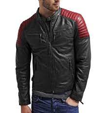 Handmade Men S Black Red Motorbike Designer Leather Jacket For Men Leather Jacket Men Black Leather Jacket Men Leather Jacket