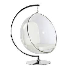 Eero Aarnio Style Bubble Hanging Chair White Cushion With Stand Bubble Chair White Cushions Swinging Chair