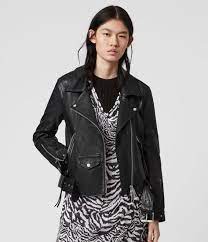 Allsaints Us Womens Luna Leather Biker Jacket Black Leather Jackets Women Leather Jacket Leather Biker Jacket