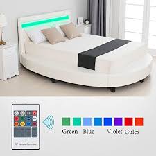The name double comes from the idea that a full size mattress is twice the size of a twin, but it's actually 16 inches wider and 1 inch longer. Modern Upholstered Round Platform Bed With Led Light Headboard And Faux Leather Bed Frame White Full Size Walmart Com Walmart Com