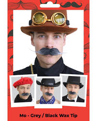 Grey Black Medium Mo Costume Moustache