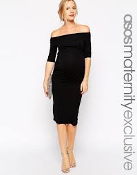 Asos Maternity Asos Maternity Bardot Dress With Half Sleeve At Asos Cocktail Dress Maternity Maternity Dresses Maternity Dress Wedding Guest
