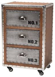 Safavieh lorna night stand, navy. Naomi French Industrial Brown Wood And Silver Metal 3 Drawer Rolling Nightstand Industrial Nightstands And Bedside Tables By Baxton Studio Houzz