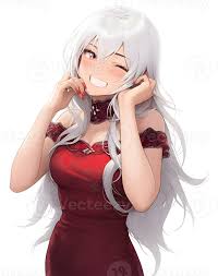 AI GENERATED - Sticker - Cute Anime Girl with Silver hair 24212220 PNG