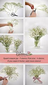 How Many Stems To Use In A Mason Jar With Baby S Breath Simple Centerpieces Babys Breath Centerpiece Babys Breath