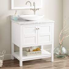 30 everett vessel sink vanity white bathroom simple office desk