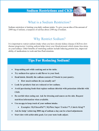 Carolinas healthcare system renal services. The Importance Of Sodium Restrictions In Chronic Kidney Disease Journal Of Renal Nutrition