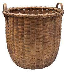Willis Henry Shaker Auction 9 10 16 Lot 96 Estimate 700 1 000 Realized 540 Desc Large Work Basket Black Ash Spl Basket Vintage Baskets Old Baskets