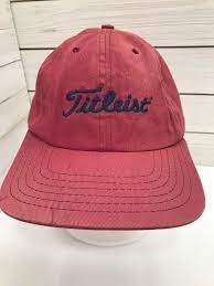 Titleist Logo Distressed Red Faded Strap Back Golf Hat As Is Titelist Baseballcap
