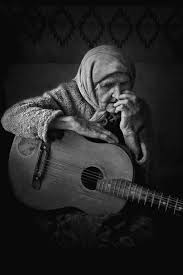 Black And White Man And Woman Photography Thousands Of Pictures Of Senior Men With Guitars Few Of Senior Women This One Speaks A Thousand Words Black And White Photography White Photography Old Faces