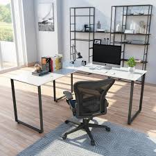 Merax White L Shaped Workstation Laptop Table Corner Desk Mf189576aak The Home Depot Laptop Table Corner Computer Desk Home Office Computer Desk