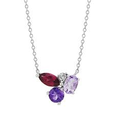 Amethyst Garnet And Sapphire Necklace 18 In In 2021 White Sapphire Necklace Sapphire Necklace Sapphire Jewelry