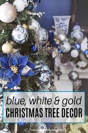 Shop wayfair for all the best silver christmas wreaths. Blue White And Gold Christmas Tree Decor Plus 40 Bloggers Christmas Trees