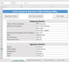 However, my office 365 does not have the data form and vba features i need, so i downloaded office 2011, then. New Form 16 Part B In Excel Format Ay 2019 20 Fy 2018 19 Free Download Excelhub
