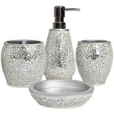 1 16 of 350 results for crackle glass bath accessories shireen home bonnie ceramic bathroom accessories set of 3 with crackle glass mosaic decoration soap or. Glamour Handcrafted Bathroom Accessories Overstock 28712017