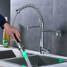 This tap also features a pull out shower head which is used to fill the sink but also has the added functionality of being able to spray vegetables and dishes. Best Price Solid Brass Led Kitchen Faucet Pull Out Swivel Spout Mixer Tap Deck Mount Sink