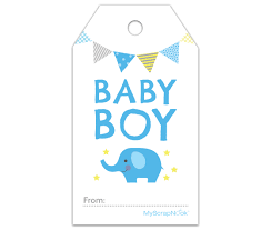 A baby shower can really help mom feel special and loved, which is just what she needs when expecting a new baby! Download This Boy Baby Blue Elephant Gift Tag And Other Free Printables From Myscrapnook Com Baby Gift Tags Printable Baby Gift Tags Baby Gifts