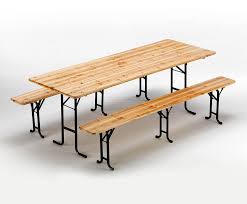Metal garden tables can give your outdoor space a more elegant and solid look. Set Of 10 Wooden Outdoor Table And 2 Three Legged Benches 220x80
