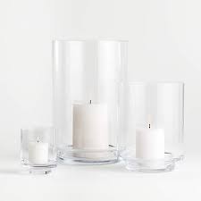Shop forged silver taper candle holders. Taylor Glass Hurricane Candle Holders Crate And Barrel