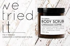 Would be a fancy gift for mother's day too. We Tried It Fig Yarrow Cardamom Coffee Body Scrub Youbeauty
