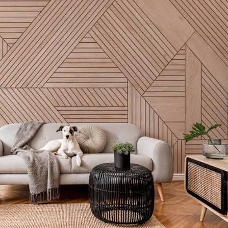 Geometric Wooden Panelling Mural | Dunelm