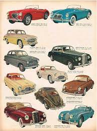 Vintage Classic Mid Century German And English Classic Cars Illustration Digital Download Classic Cars Vintage Old Classic Cars Car Illustration