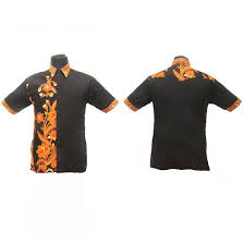 Kemeja Batik Solo Hitam Orange Lucki Collection Kemeja Pakaian Pria Batik