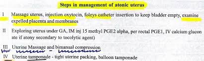 Management Of Atonic Uterus Note Iv Calcium Gluconate If Atony Secondary To Tocolytic Agents Catheter Insertion Rectal Uterus