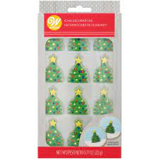 Christmas cupcakes christmas sweets christmas goodies christmas baking royal icing basketballs royal icing decorations. Christmas Tree Royal Icing Decorations 12 Count Wilton
