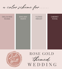 Rose gold is definitely a unique choice, as the metal color has only recently become popular in jewelry. Rose Gold Wedding Theme Color Palette Scheme A Rose Gold Wedding Color Palette Scheme C Rose Gold Color Palette Wedding Rose Gold Theme Gold Wedding Colors