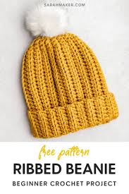 Super easy awesome free knitted hat pattern! Easy Crochet Hat Pattern Chunky Ribbed Beanie