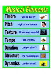 Timbre is an important element at the composer's disposal. English Worksheets Musical Elements
