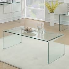 The modern glass waterfall coffee table with clear tempered shelf. Waterfall 47 In Modern Clear Glass Coffee Table Eurway