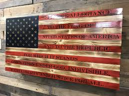 Pledge Of Allegiance Glossy Burnt American Flag With Etched Stars American Flag Wood Wood Flag Wood Craft Projects
