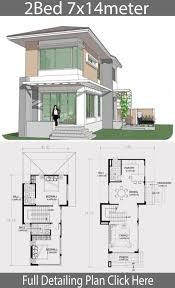 Small Two Story House Plan 7x14m Home Design With Plansearch Cottage Style House Plans Modern House Plans Small Modern House Plans