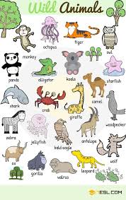Wild Animal Vocabulary In English Eslbuzz Learning English Animals Name In English English Vocabulary Learn English